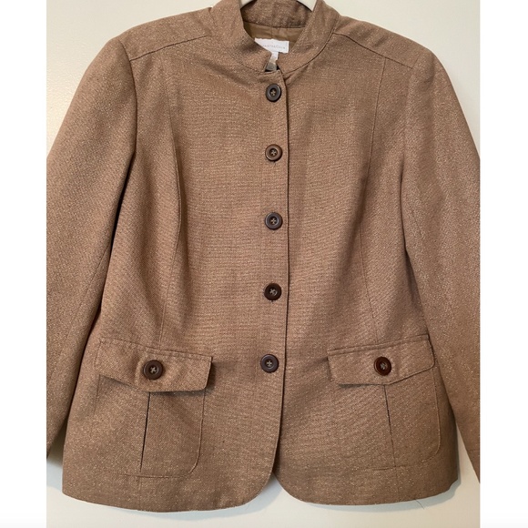 Charter Club Cropped Blazer - Champagne Gold Metallic - Size 10 - Picture 3 of 10